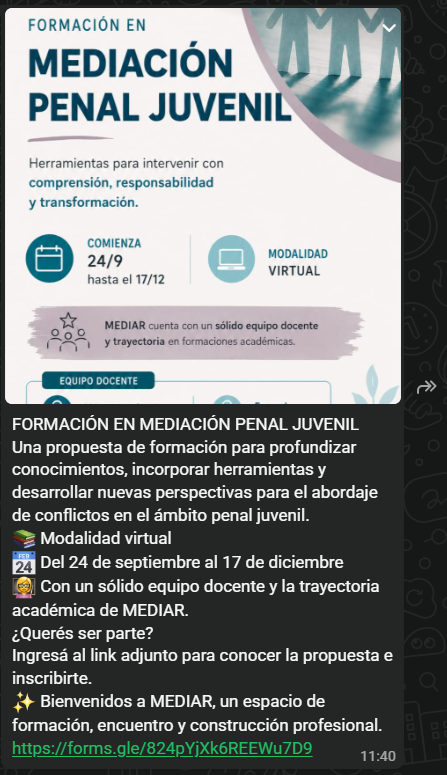 Formación en Mediación Penal Juvenil